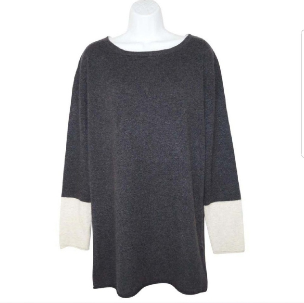Lord & Taylor duo-tone cashmere tunic sweater